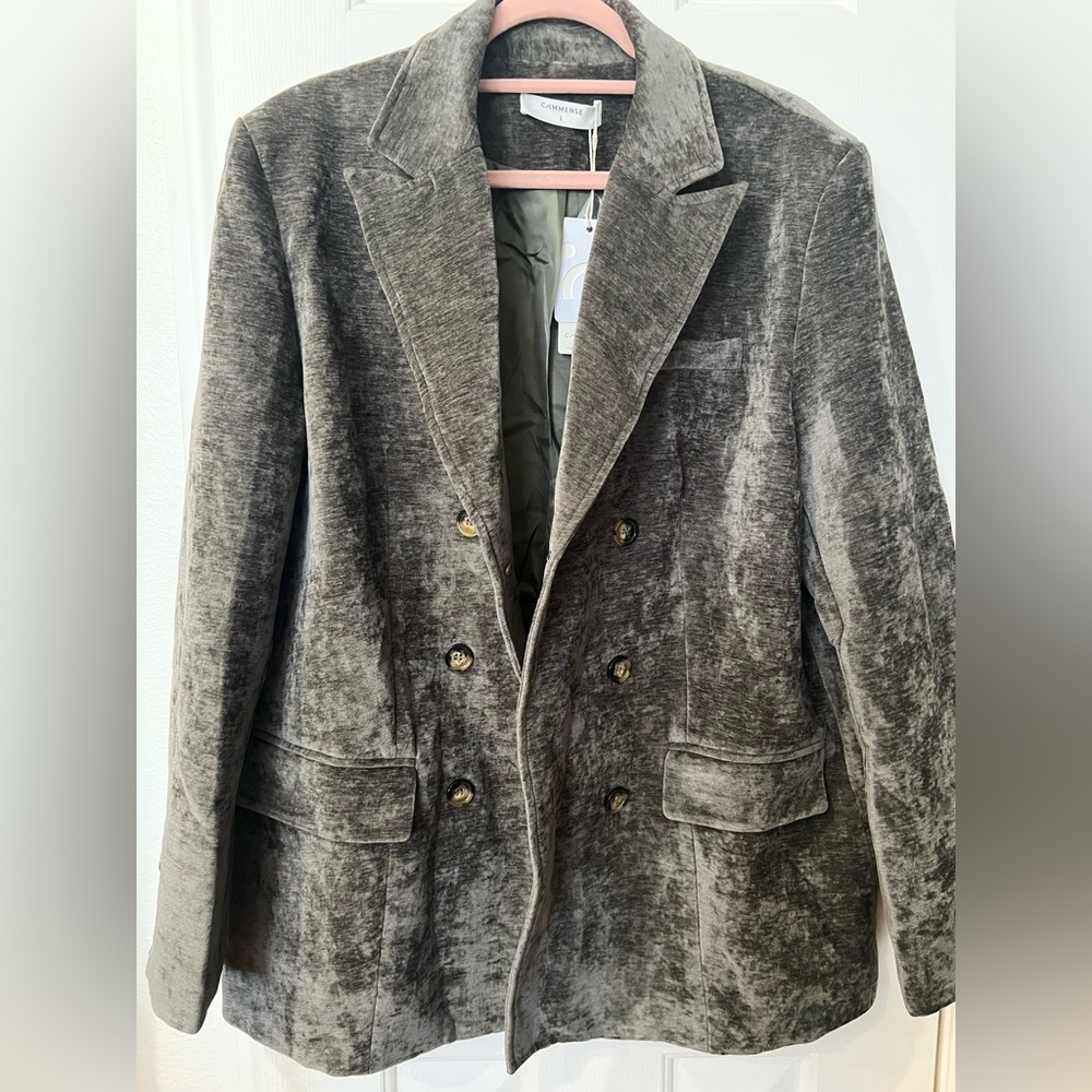COMMENSE Retro Velvet Blazer
COLOR - Green, Size Medium Double breasted NWT - Picture 6 of 8